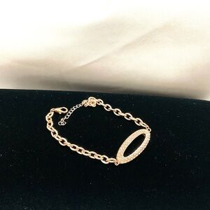 Rose Gold Tone Rhinestone Chained Bracelet